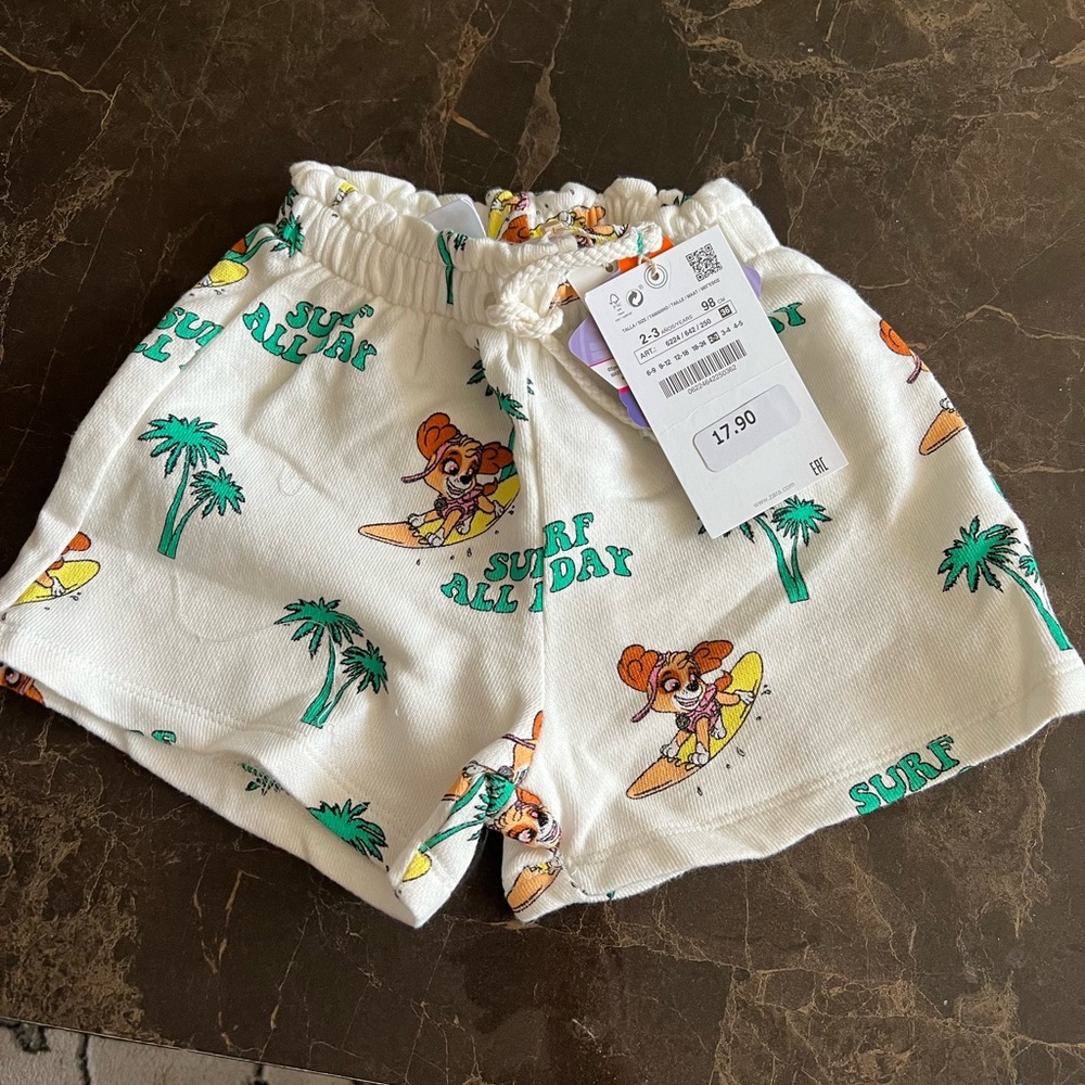 Zara paw patrol shorts 2-3 NWT